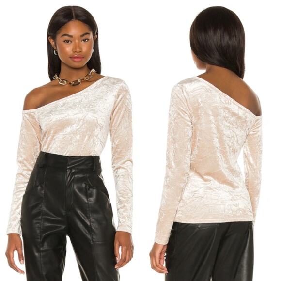 525 America Asymmetrical One Shoulder Top In Champagne Size S - Picture 12 of 12